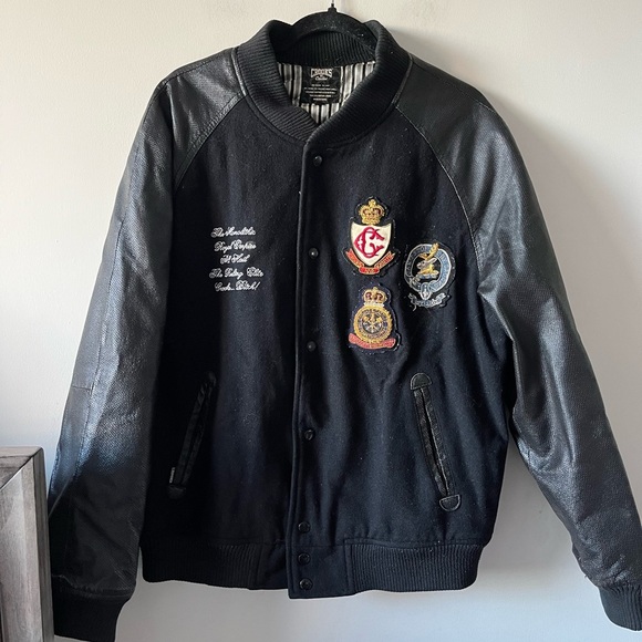 Crooks & Castle Varsity Leather and wool Bomber jacket - Picture 2 of 16